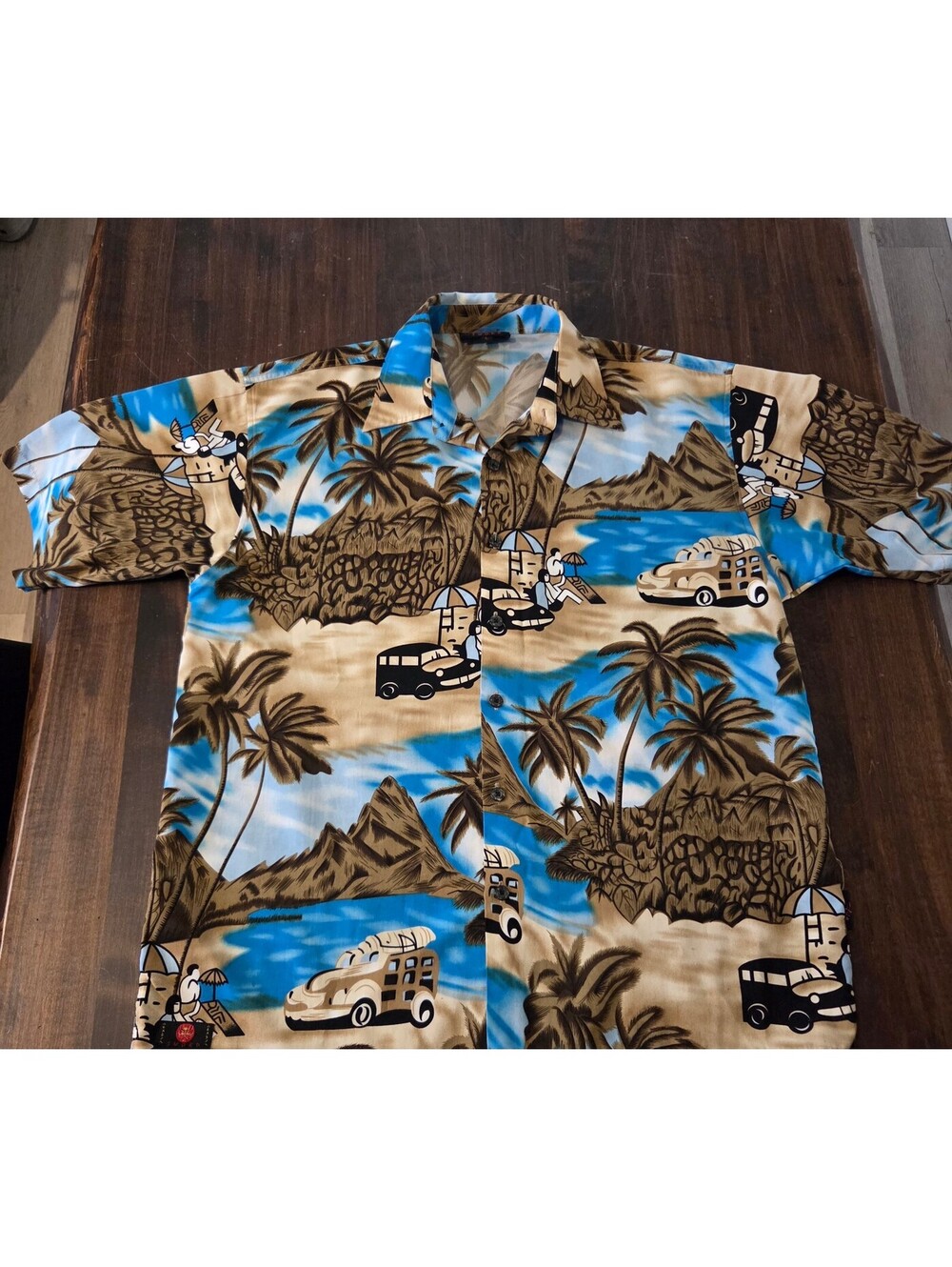 Sword Hawaiian Print Short Sleeve Button Up Shirt
